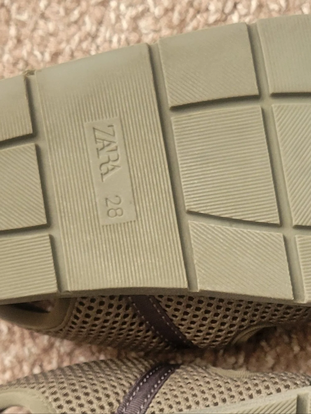 Zara Olive Green Mesh Hook-and-Loop Kids Sandals
